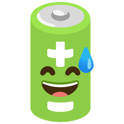 Battery and Grinning face with sweat