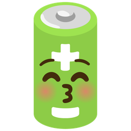 Battery and Kissing face with closed eyes