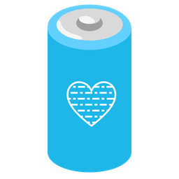 battery and light blue heart