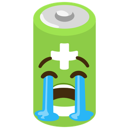 battery and loudly crying face