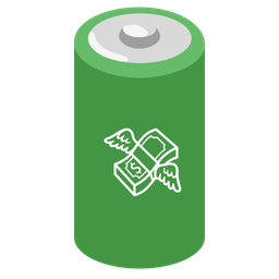 battery and money with wings