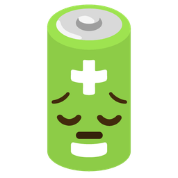 battery and pensive face