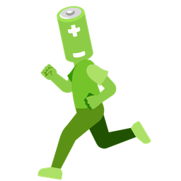 battery and running shoe