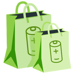 battery and shopping bags