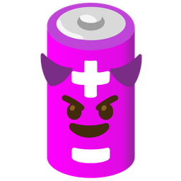 battery and smiling face with horns