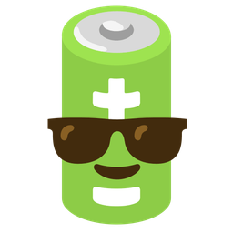 battery and smiling face with sunglasses