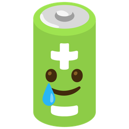 Battery and Smiling face with tear