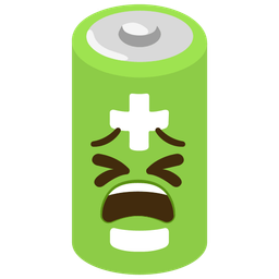 battery and tired face