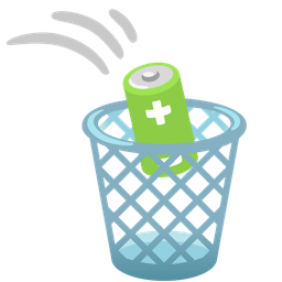 battery and wastebasket