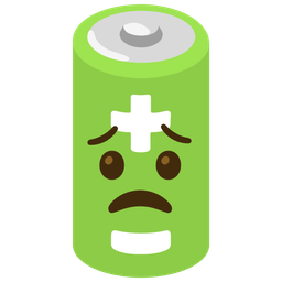 battery and worried face