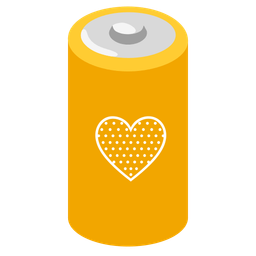 battery and yellow heart