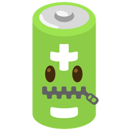 battery and zipper-mouth face