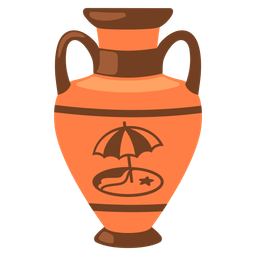 Beach with umbrella and Amphora