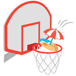 Beach with umbrella and Basketball