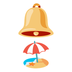 Beach with umbrella and Bell