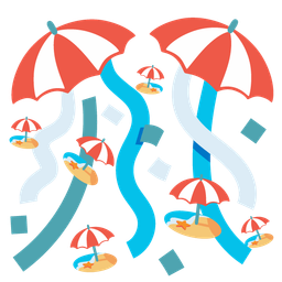 Beach with umbrella and Confetti ball