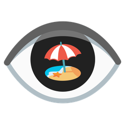 Beach with umbrella and Eye