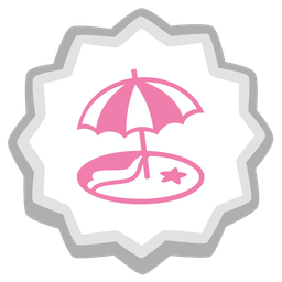 Beach with umbrella and Fish cake with swirl