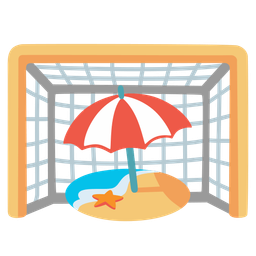 Beach with umbrella and Goal net