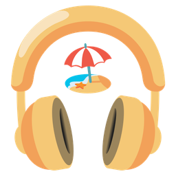 Beach with umbrella and Headphone