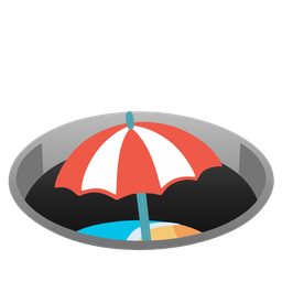 Beach with umbrella and Hole