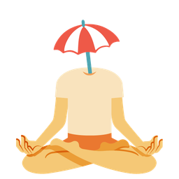 Beach with umbrella and Lotus