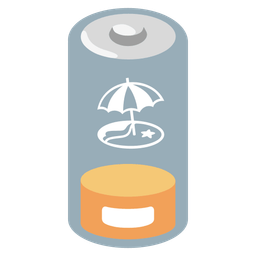 Beach with umbrella and Low battery