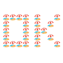 Beach with umbrella and OK button