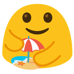 Beach with umbrella and People hugging