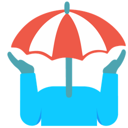 Beach with umbrella and Person shrugging