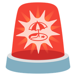 Beach with umbrella and Police car light