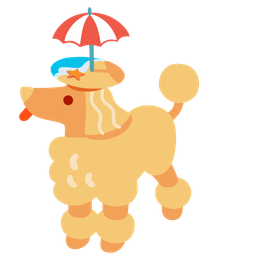 Beach with umbrella and Poodle
