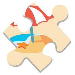 Beach with umbrella and Puzzle piece
