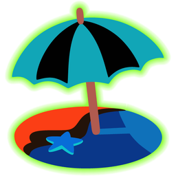 Beach with umbrella and Radioactive