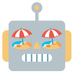 Beach with umbrella and Robot