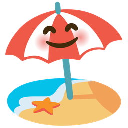 Beach with umbrella and Smiling face with smiling eyes