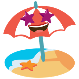 Beach with umbrella and Star-struck