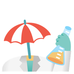 Beach with umbrella and Test tube