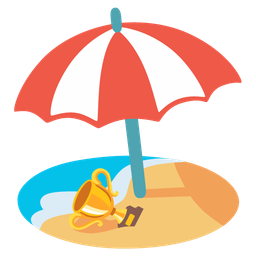 Beach with umbrella and Trophy