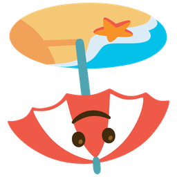 Beach with umbrella and Upside-down face