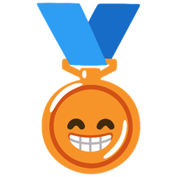 beaming face with smiling eyes and 3rd place medal