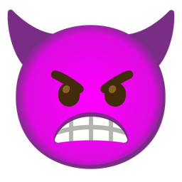 beaming face with smiling eyes and angry face with horns