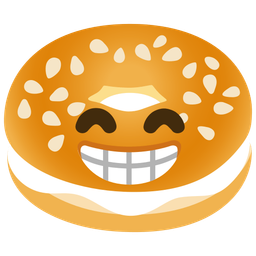 beaming face with smiling eyes and bagel