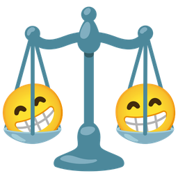 beaming face with smiling eyes and balance scale
