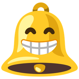 beaming face with smiling eyes and bell