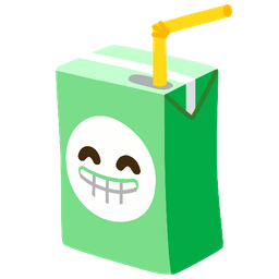 beaming face with smiling eyes and beverage box