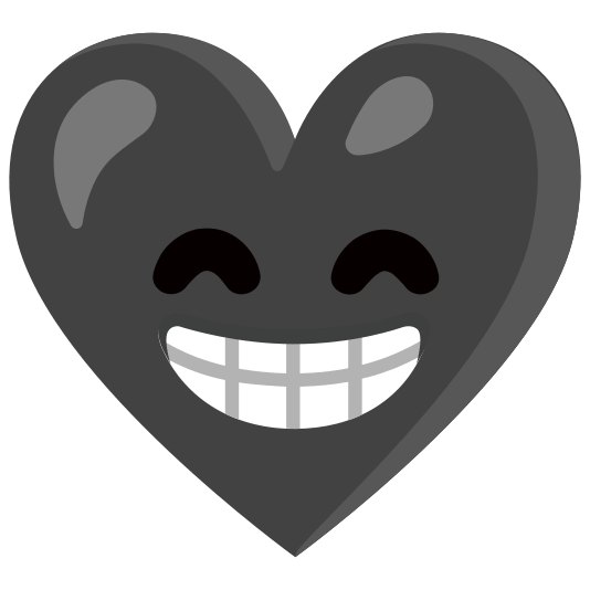 Beaming face with smiling eyes and Black heart