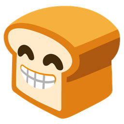 beaming face with smiling eyes and bread