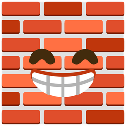 beaming face with smiling eyes and brick