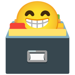 beaming face with smiling eyes and card file box
